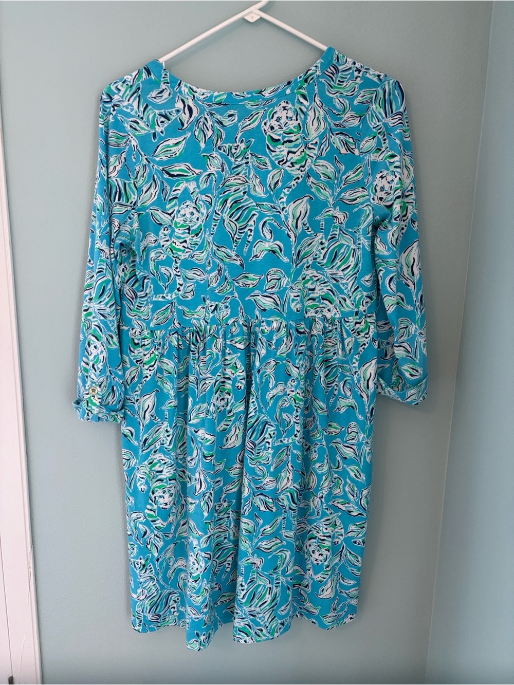 Lily Pulitzer Loran Swing Dress Turquoise Oasis Outa Line -Small - Picture 4 of 7